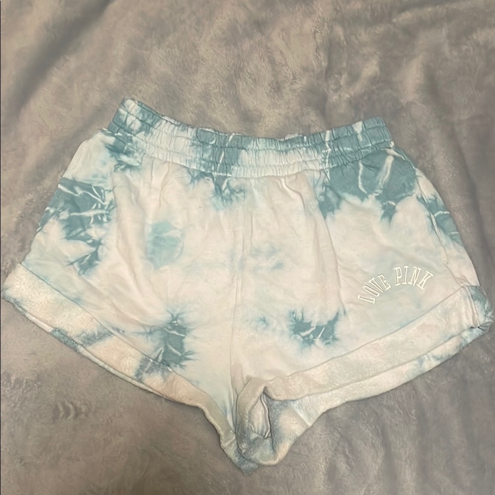 PINK Victoria's Secret Blue and White Athletic Shorts